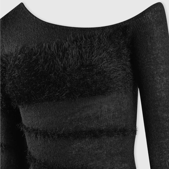 💥STUNNINGLY BEAUTIFUL💥Manière De Voir Off Shoulder Knitted Maxi Dress in Black - Picture 5 of 14